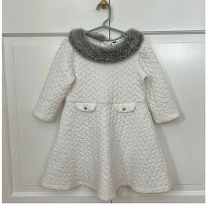 Janie and Jack White Quilted Holiday Dresses (6-12 months & 5) **TWO DRESSES**